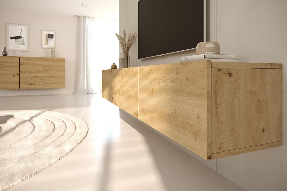 LOWBOARD Dallas 180/29,6/35 cm - Eiche Artisan, Holzwerkstoff (180/30/35cm) - Kocot Kids