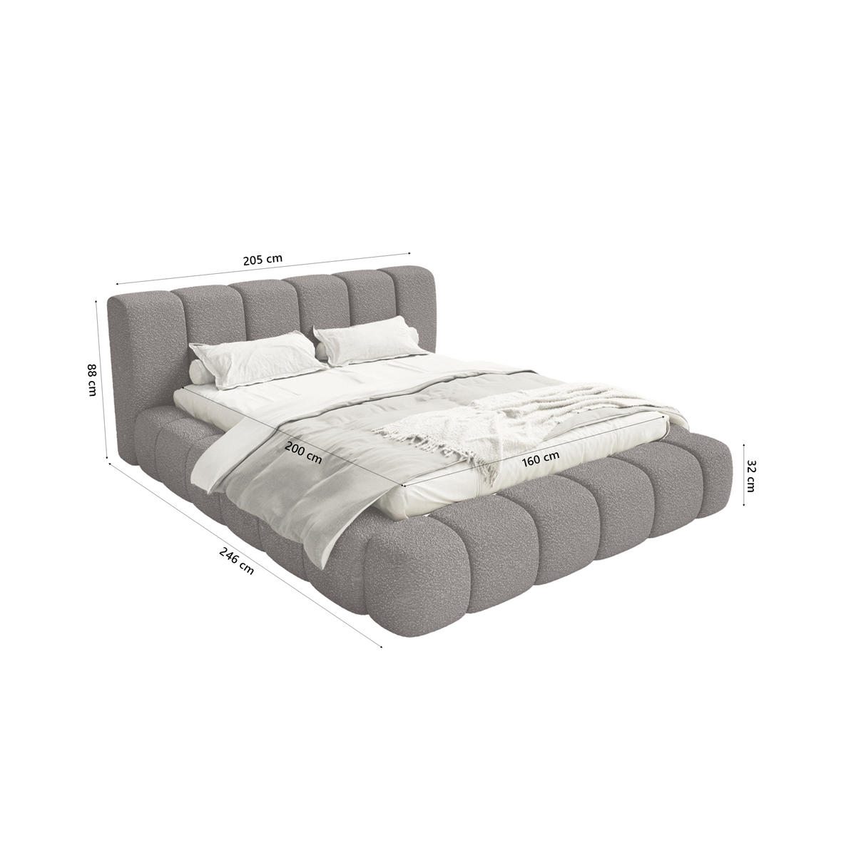 POLSTERBETT Goa 160x200 cm, Mokka - Mokka, Textil (160/200cm) - Fedve