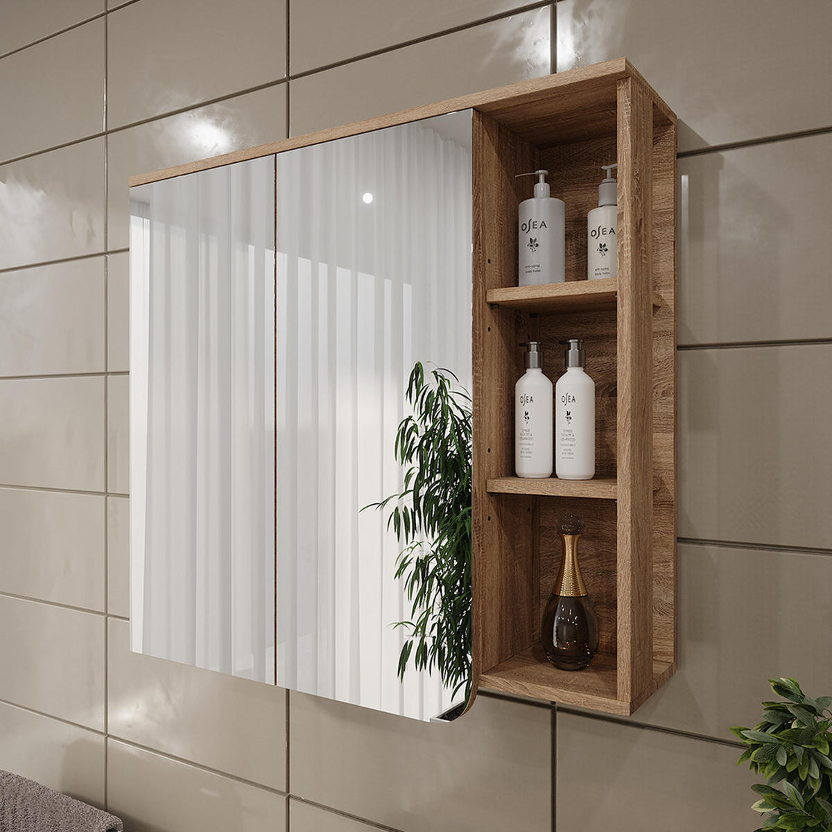 ZRCADLOVÁ SKŘÍŇKA Karen Sonoma/antracit - Sonoma dub/antracitová, kompozitní dřevo (80/75/20cm) - Vicco