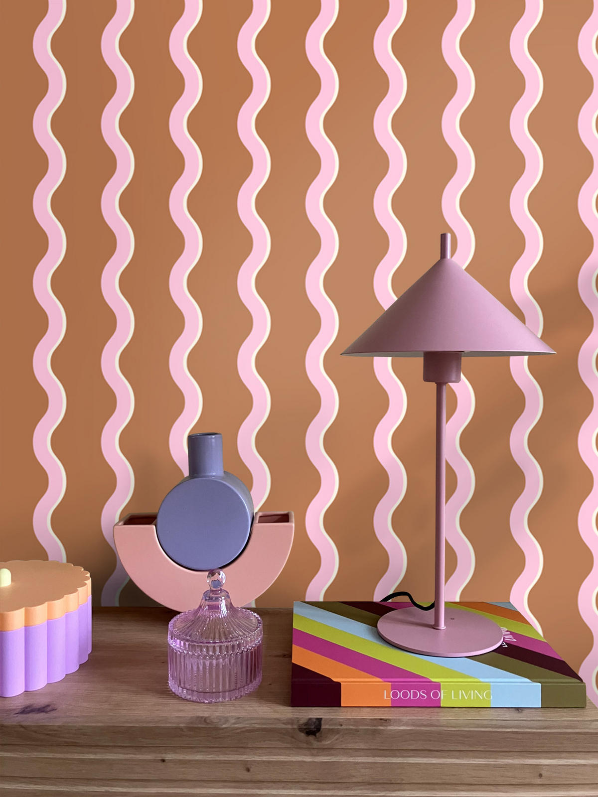 TAPETE wellenförmige Streifen 50 x 900 cm - Pink, Papier (50/0.1cm) - ESTAhome