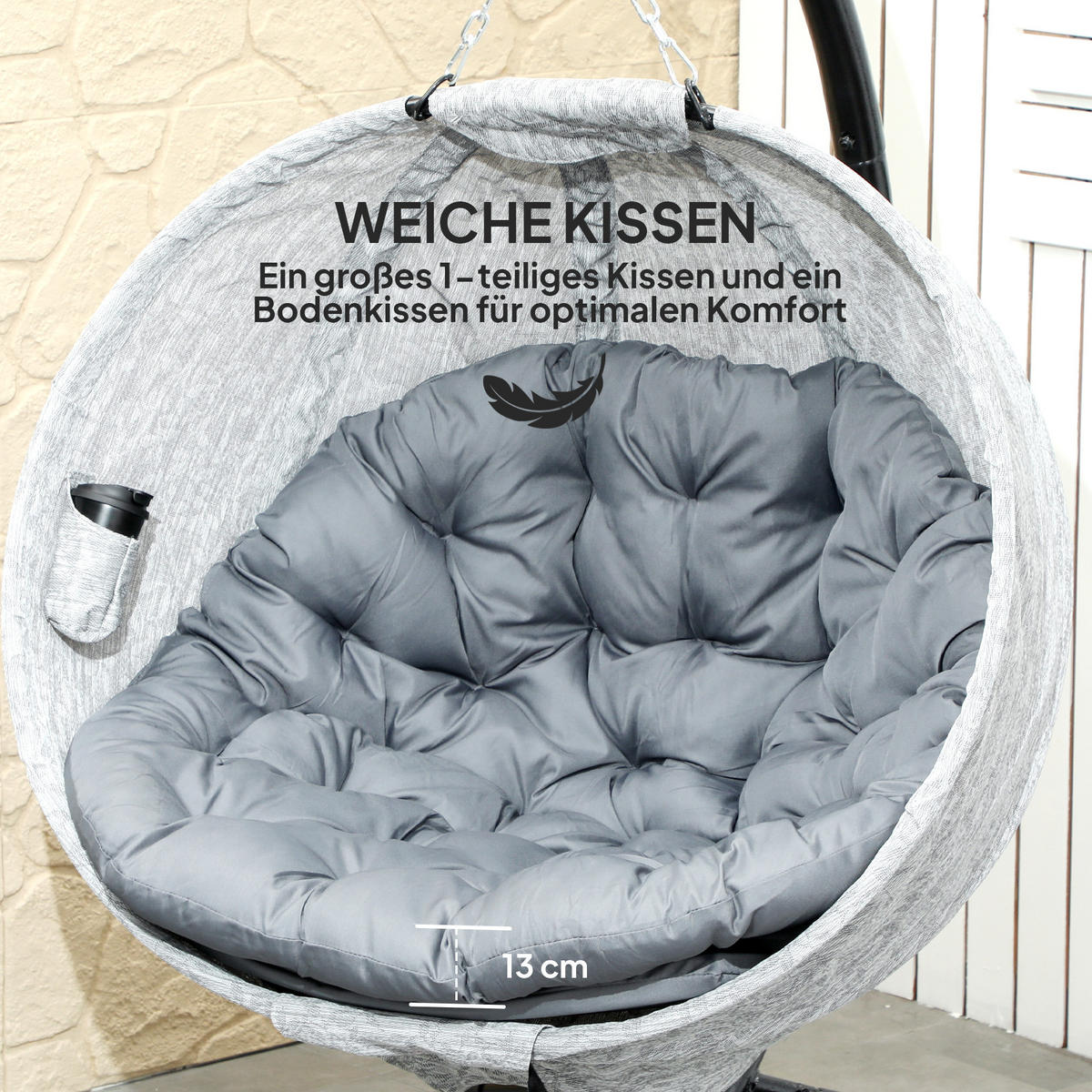 HÄNGESESSEL für den Außenbereich - Grau, Metall (116/180/118cm) - Outsunny