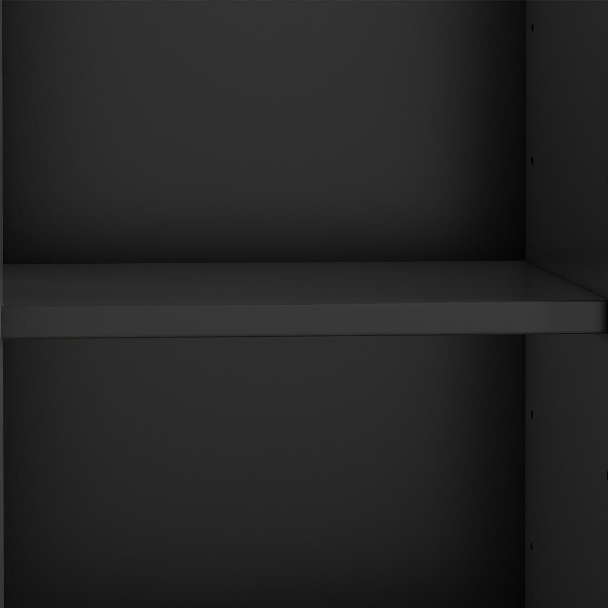 HIGHBOARD mit Rillenfront & goldenen Akzenten - Schwarz, Holzwerkstoff (90/121/25cm) - Urban Meuble