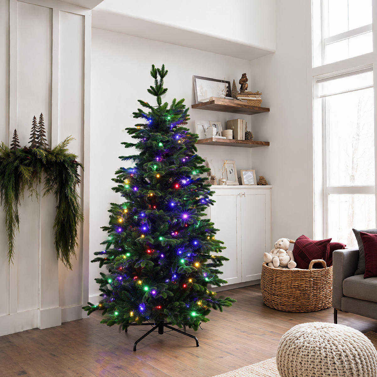WEIHNACHTSBÄUME mit Beleuchtung - Grün, Kunststoff (75/140cm) - Hometopia