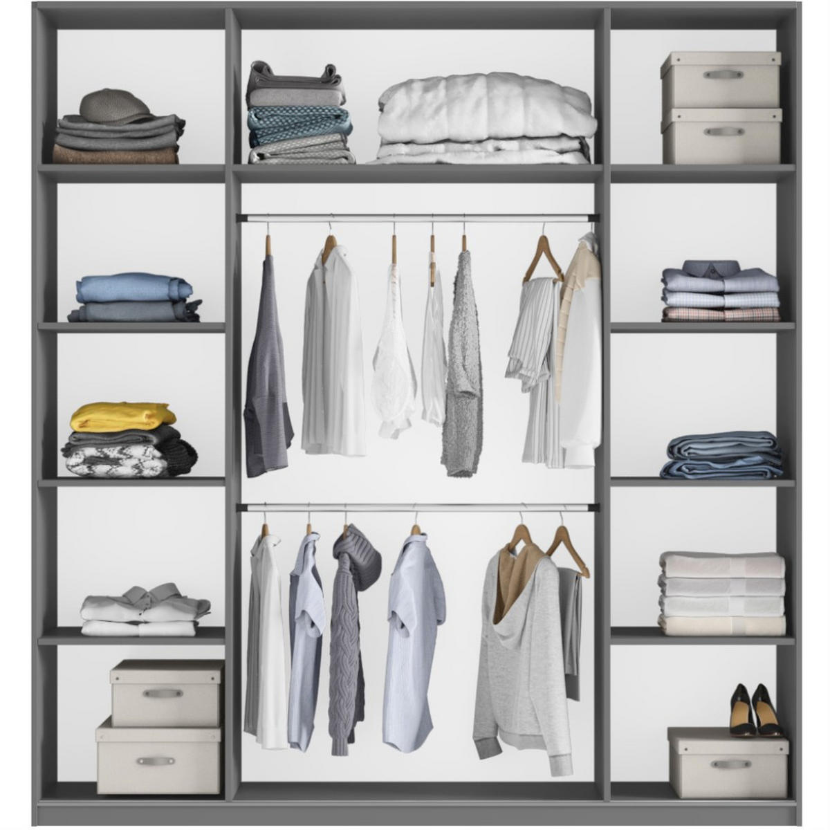 SCHWEBETÜRENSCHRANK Rossa mit 2 Türen und Spiegel, 225 cm, eiche Wotan - Eiche Wotan, Holzwerkstoff (225/244/65cm) - Beautysofa