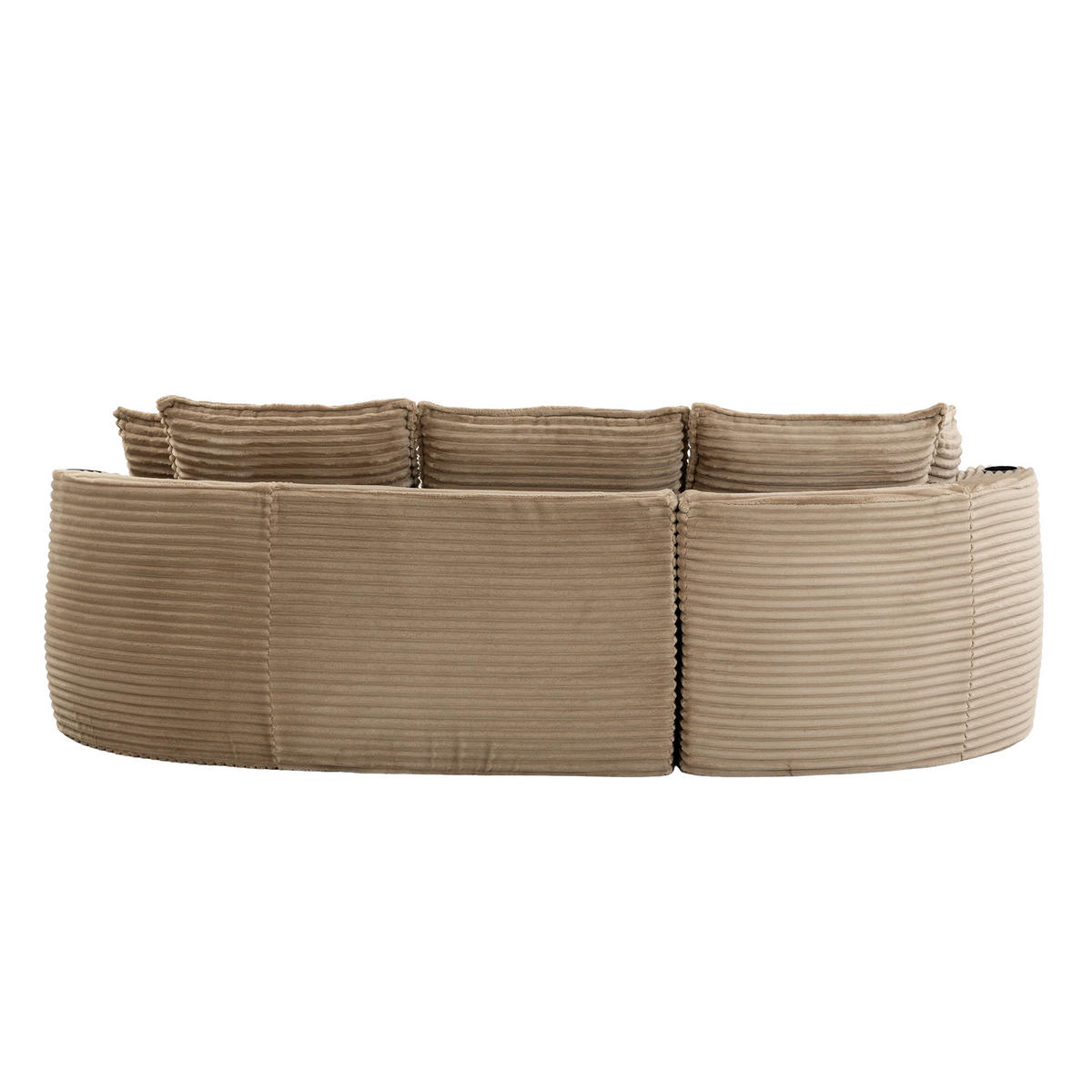 ECKSOFA DE-33808 Bogendesign mit Becherhalter Khaki - Sandfarben, Textil (250/152cm) - ComfortXL