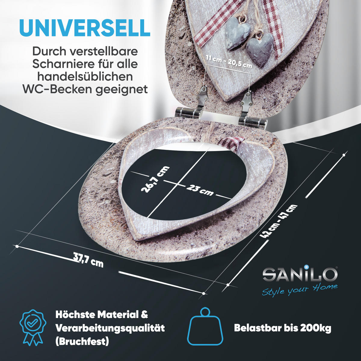 WC-SITZ mit Absenkautomatik Bavaria - Braun, Holzwerkstoff (38/6/47cm) - Sanilo