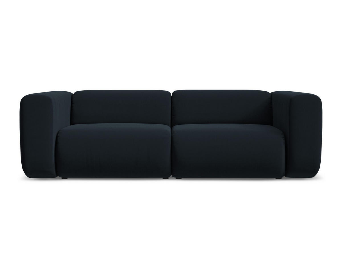 3-SITZER SOFA Samt Stoff Blau - Blau/Schwarz, Kunststoff/Textil (228/70/89cm) - Makamii