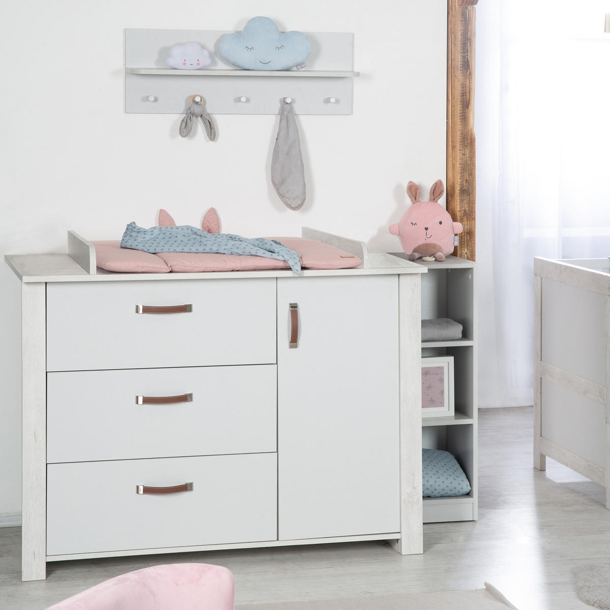 BABYZIMMER-SET Mila 2-teilig - Grau, Holzwerkstoff (126/142cm) - Roba
