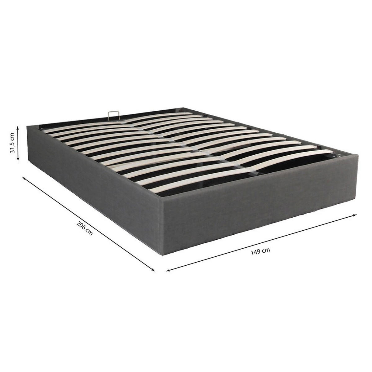 BETTKASTEN GENOA / Bett 140x190 - Dunkelgrau - Dunkelgrau, Holzwerkstoff (140/190cm) - Weber Industries