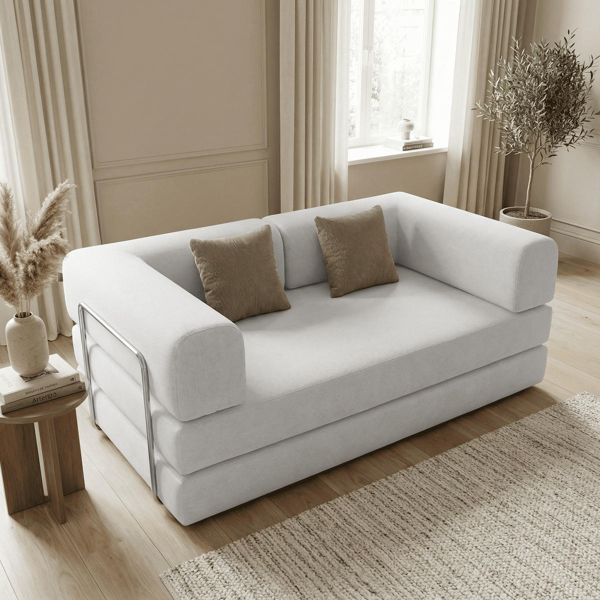SCHLAFSOFA Kaia Weiß Braun - Weiß, Textil (180/70/100cm) - COCO Living