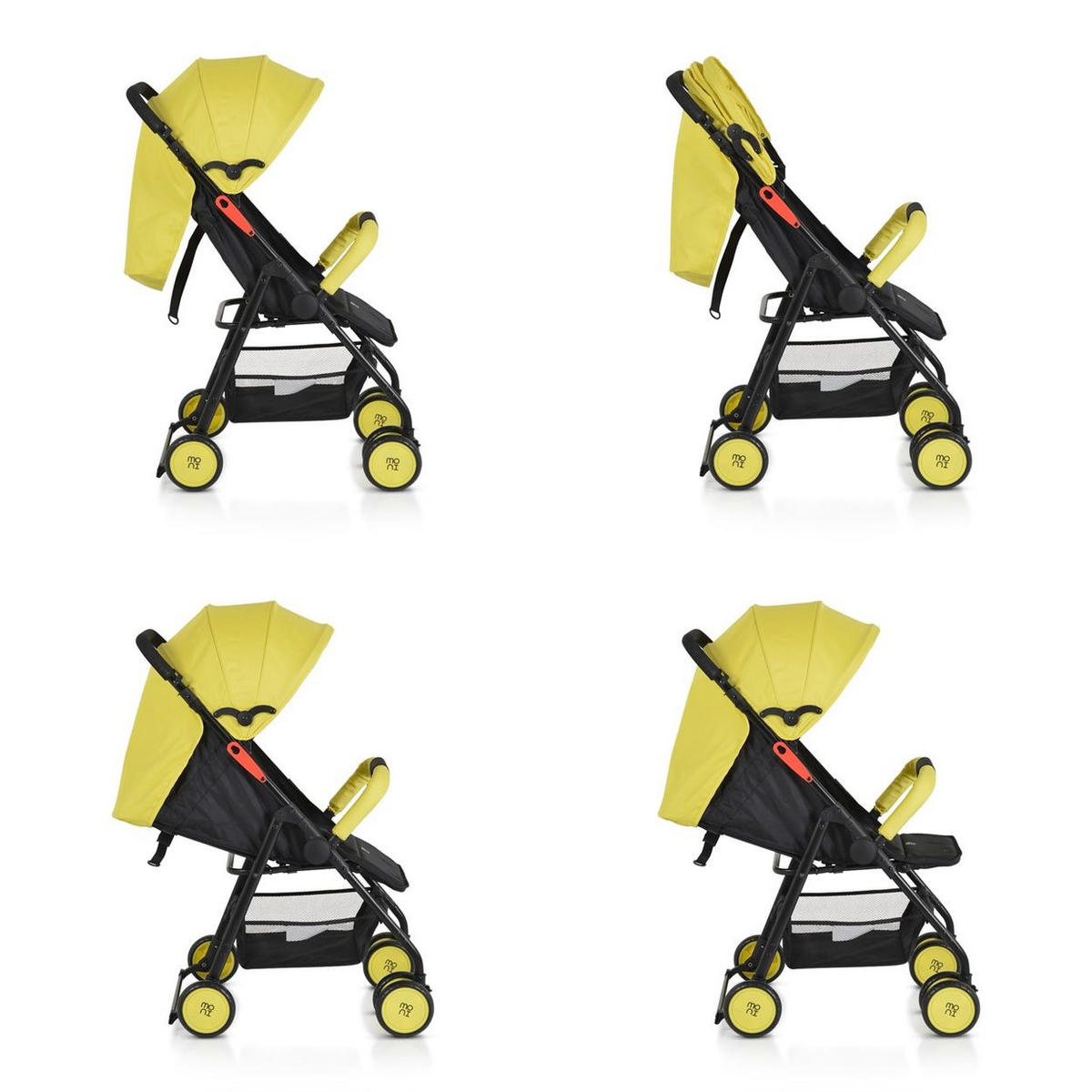 KINDERWAGEN Capri gelb Sicherheitsgurt, Rückenlehne verstellbar - Gelb, Metall (75/48/100cm) - Moni