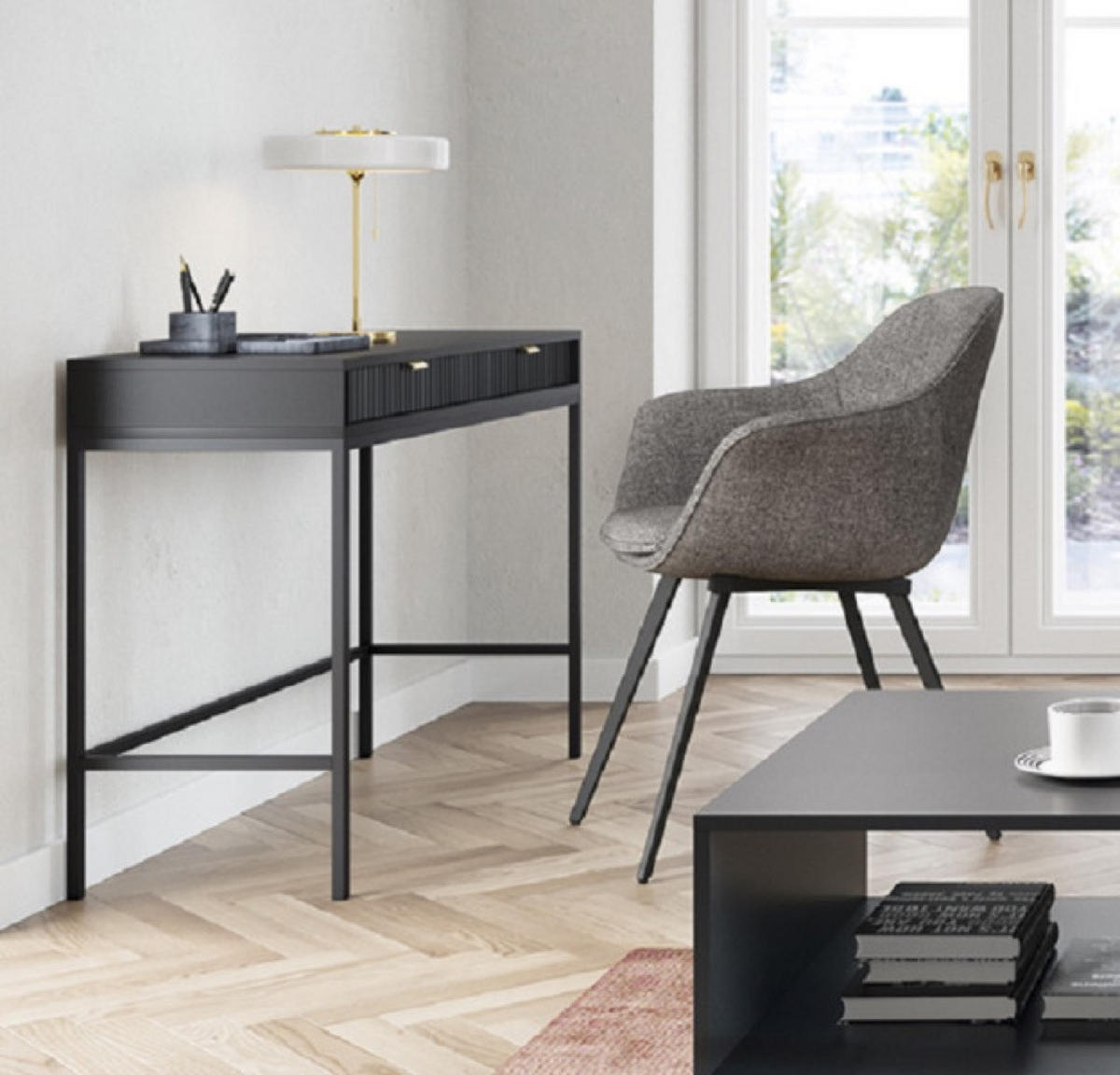 KONSOLENTISCH Schwarz NEW Schwarz Mit Metallgestell - Schwarz, Holzwerkstoff (50/50/77cm) - Sepro Meble