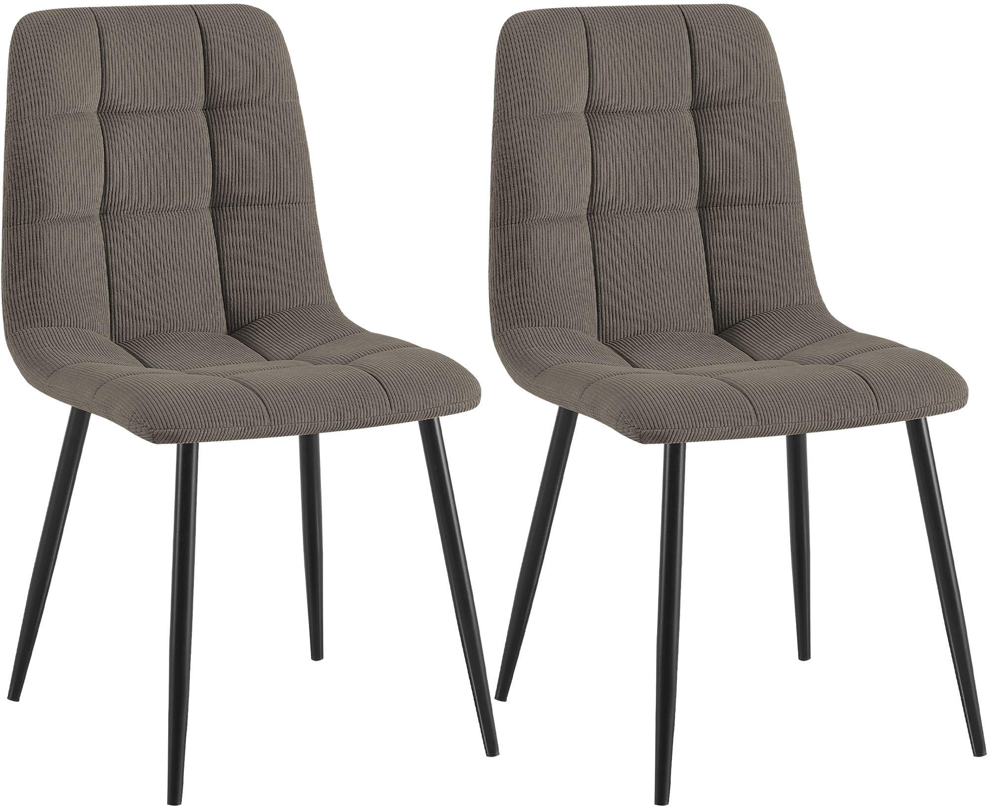 STUHL 2 Cord Taupe - Taupe/Schwarz, Textil/Metall (45/84/55cm) - CLP