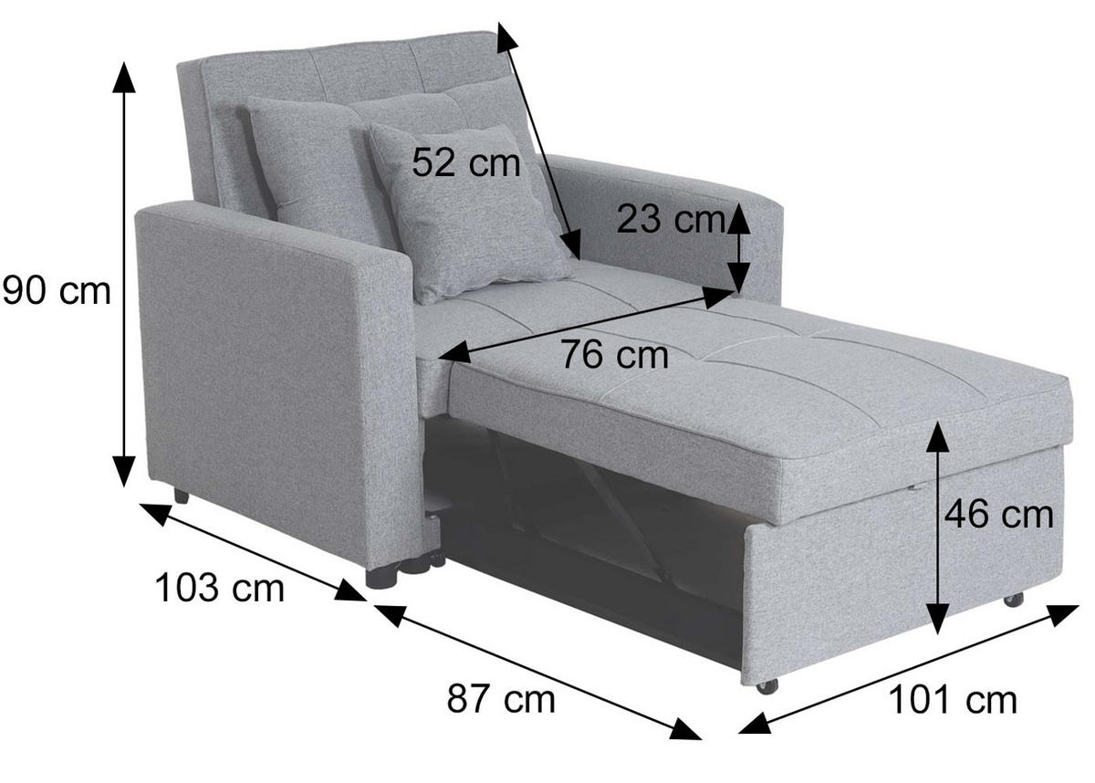 SCHLAFSESSEL taupe - Taupe, Textil (101/90/197cm) - MCW