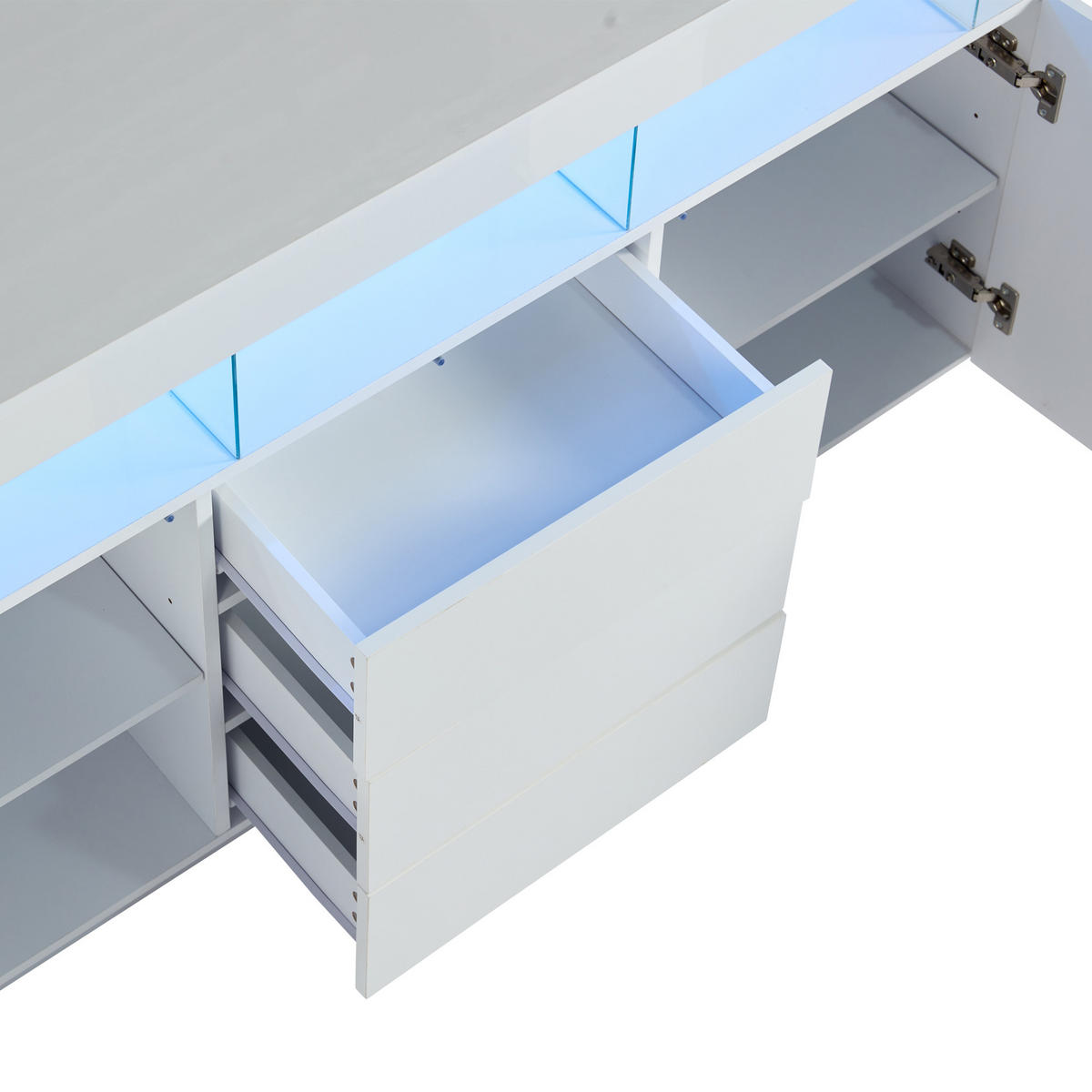 SIDEBOARD mit LED-Beleuchtung Moderner Aufbewahrungsschrank - Weiß, Holzwerkstoff (140/80/35cm) - Urban Meuble