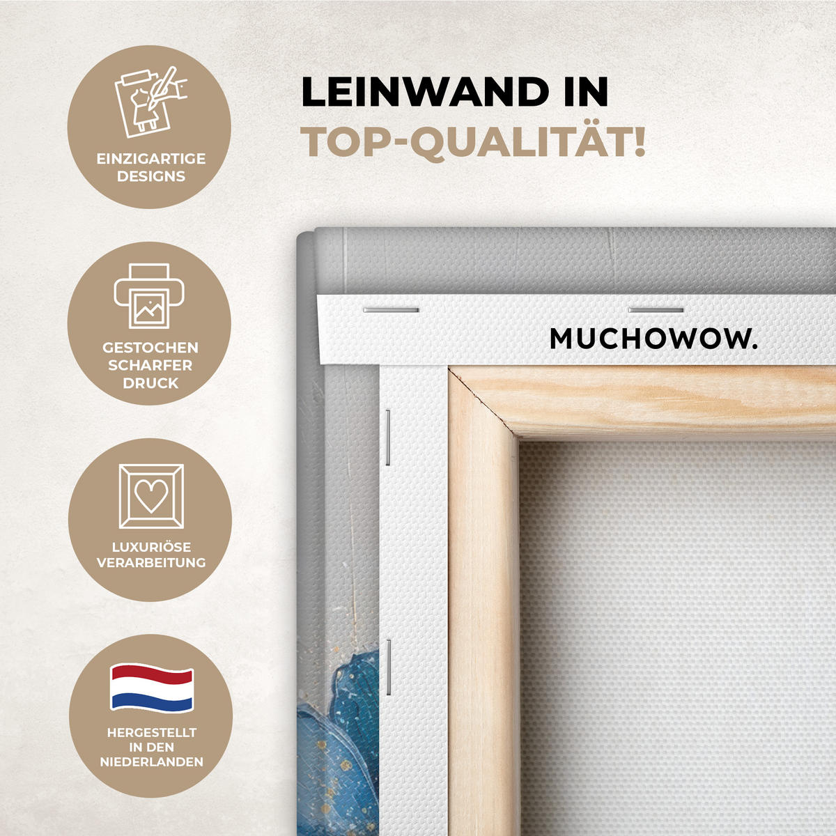 LEINWANDBILD Blumen - Blau - Abstrakt Room Decor 30x40 cm - Hellgrau, Textil (30/40cm) - MuchoWow