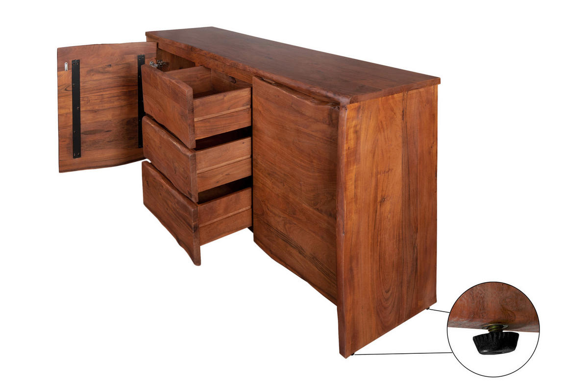 SIDEBOARD Akazie nussfarben DAHLIA 170 cm - Nussbaumfarben/Braun, Akazienholz/Holz (170/90/45cm) - SAM