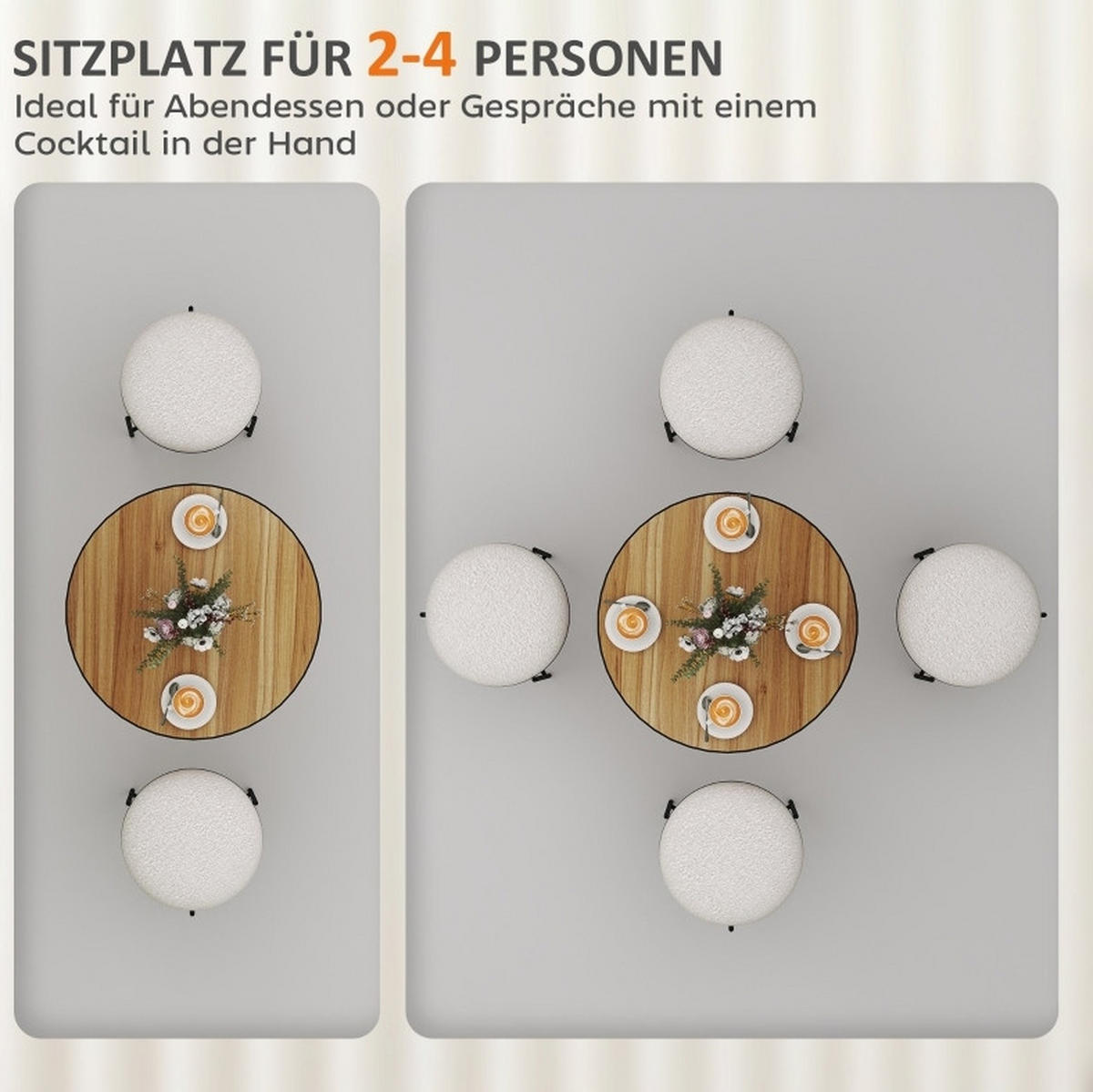 ESSTISCH aus Holz 70x70x76 cm Eiche rund, platzsparend und stabil - Eichefarben, Holz (70/70/76cm) - Modfu