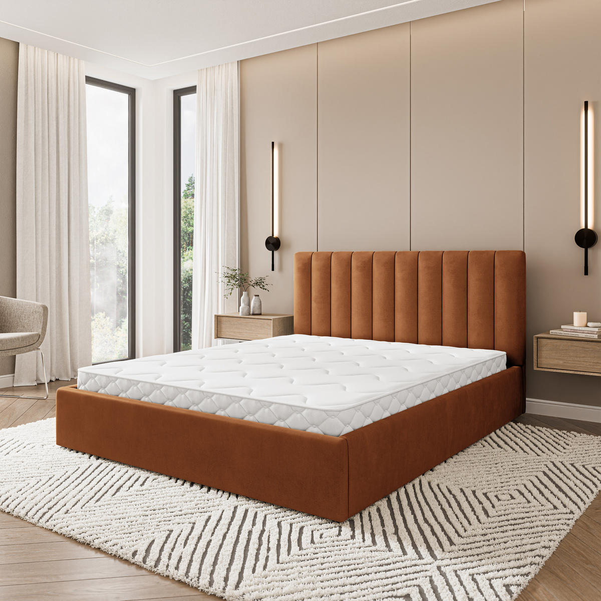 POLSTERBETT DEMERA MGV 120x200 cm mit Bettkästen - Kupferfarben - Kupferfarben, Holz (120/200cm) - MASSENO