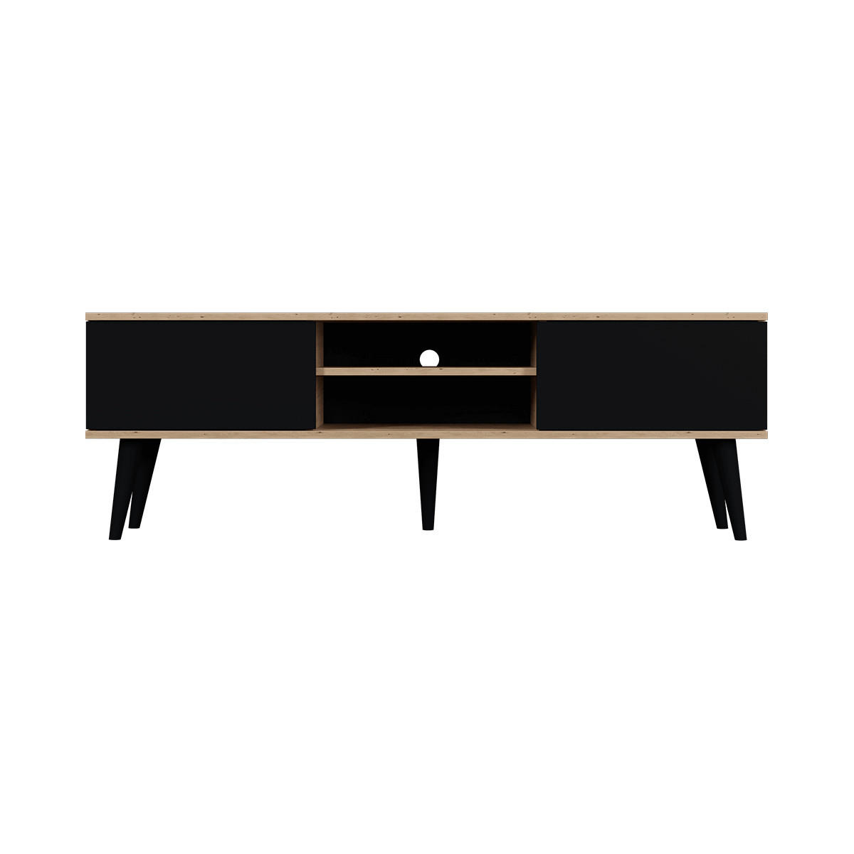 TV-MÖBEL Toronto Schwarz und Holz - Schwarz/Braun, Holzwerkstoff (160/55/35cm) - Petits-meubles