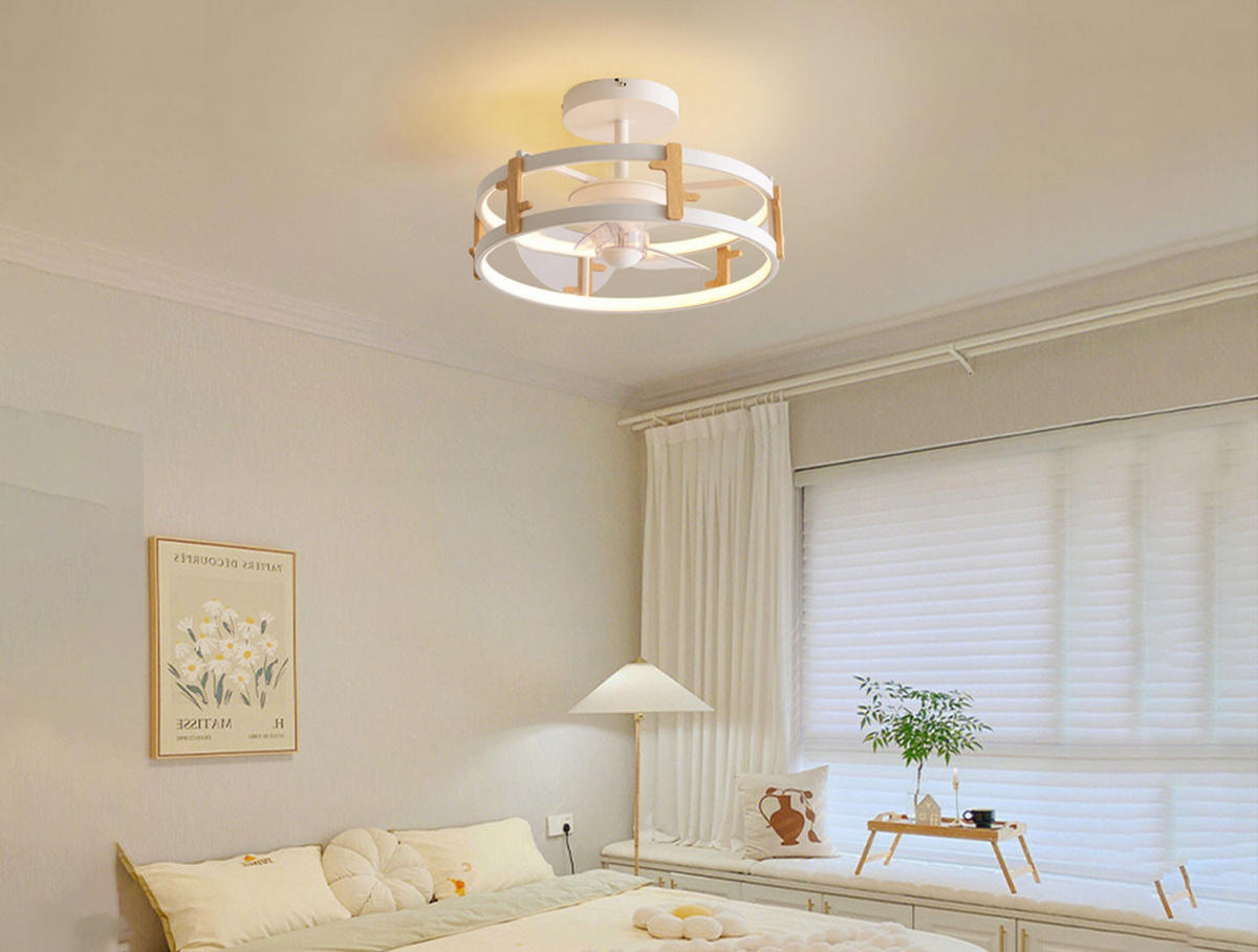 LED-DECKENLAMPE Weiß mit integriertem Ventilator 55 W - Weiß, Kunststoff (40/40/24cm) - Purline