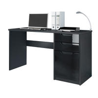 SCHREIBTISCH Logan Fronten in Schwarz Hochglanz - Schwarz Hochglanz, Holzwerkstoff (60/129/76cm) - Vladon