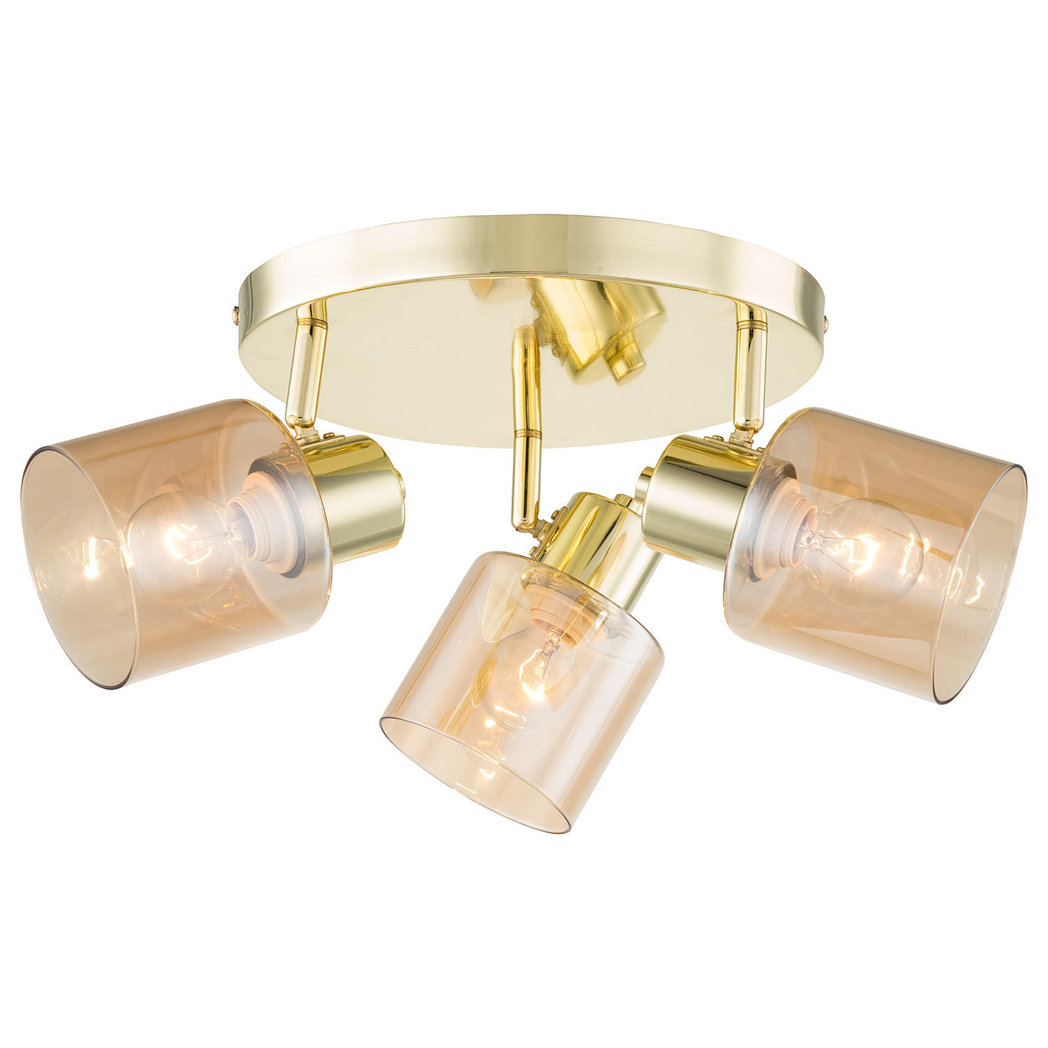 DECKENLEUCHTE - Metall / Glas, 3-flammig - Goldfarben, Glas (30/30/18cm) - home24