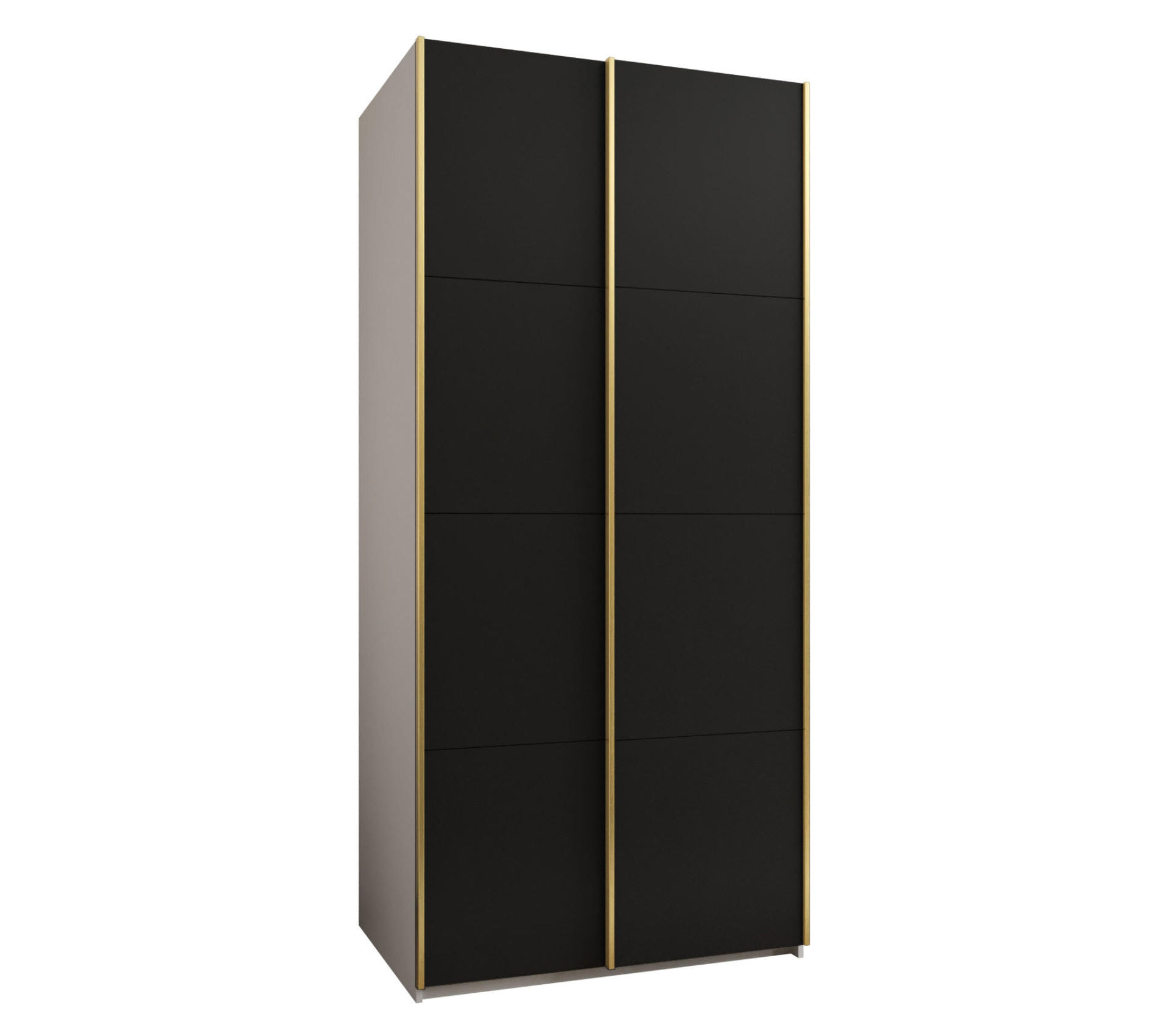 Abiks Möbel Schwebetürenschrank Weiß, Schwarz, Gold 110x245x64 cm