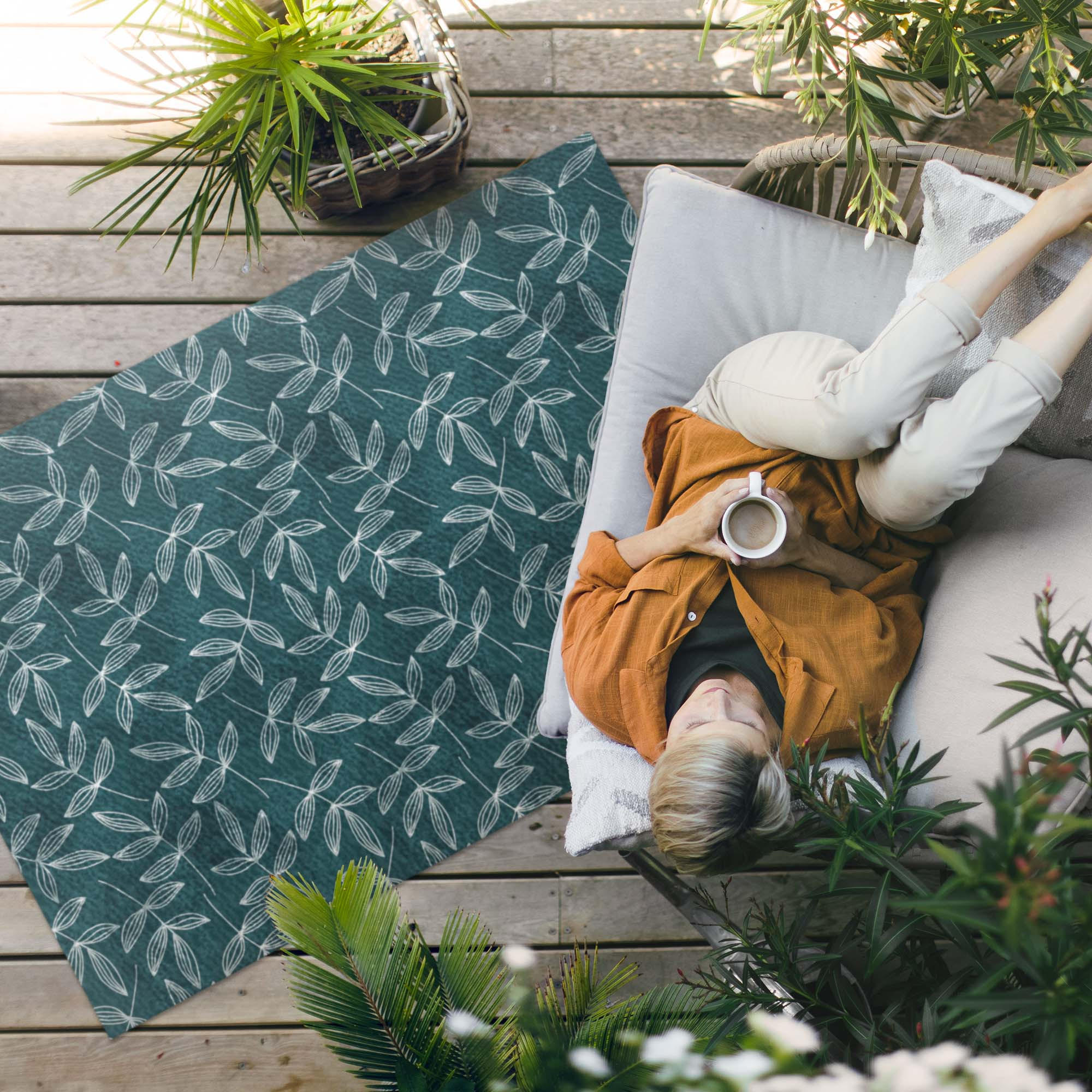 TEPPICH 120x180 cm Minimalistische Zweige Boho - Salbeigrün, Kunststoff (120/180cm) - Wallfluent