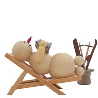HOLZFIGUR Schneemann im Liegestuhl 5 cm - Multicolor, Holz (9/1/0.1cm)