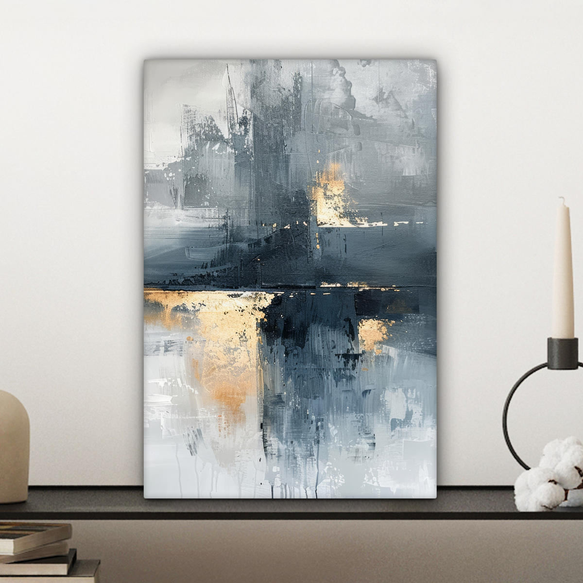 LEINWANDBILD Kunst - Grau - Gold - Abstrakt 20x30 cm - Dunkelgrau, Textil (20/30cm) - MuchoWow