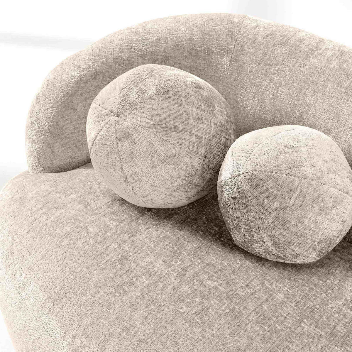 3-SITZER-SOFA NELUM, Chenille-Stoff, Creme - Creme/Schwarz, Holz/Holzwerkstoff (190/68/88cm) - KONSIMO®