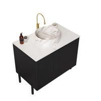 WASCHTISCHKOMBI 76/48/73,8 cm schwarz/weiß aus Keramik und MDF mit Soft-Close - Schwarz, Keramik (76/87/48cm) - OKWISH