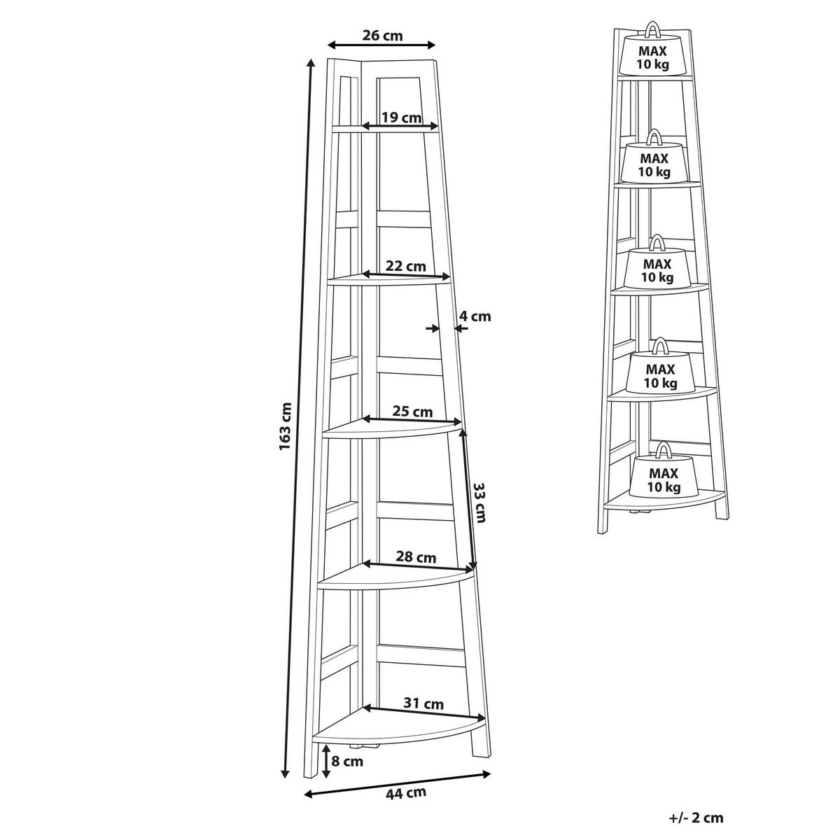 BÜCHERREGAL 5 Fächer Blexley - Hellbraun, Holzwerkstoff (44/163/31cm) - Beliani