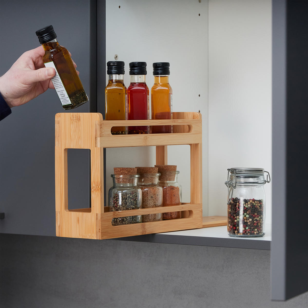 GEWÜRZREGAL - Hellbraun, Holz (30.5/21.5/10.5cm) - Relaxdays