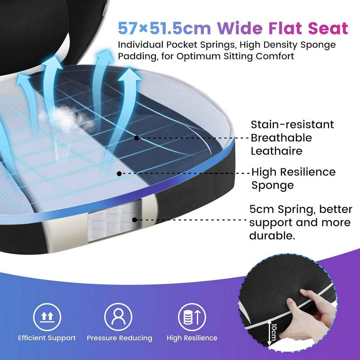 GAMINGSTUHL Leathaire-Stoff, Schwarz+Weiß - Schwarz/Weiß, Kunststoff/Textil (70/120/70cm) - Woltu