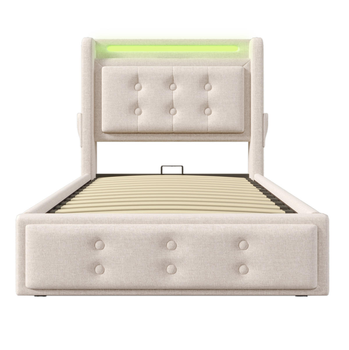 POLSTERBETT mit LED, Ladefunktion und Stauraum 90x200 cm Beige - Beige, Metall (90/200cm) - Meubliv