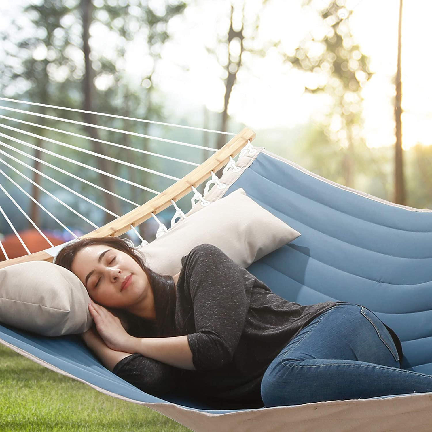 Thumbnail - Hansiro Hängematte, Blau, Textil, 140x1x200 cm, Gartenmöbel, Hängematten