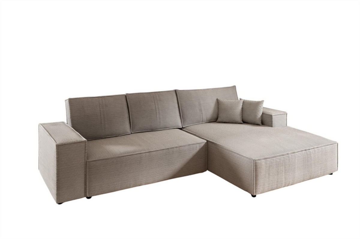 ECKSOFA Corunia In Poso - Hellbraun, Holzwerkstoff/Textil (294/185cm) - Fun Möbel