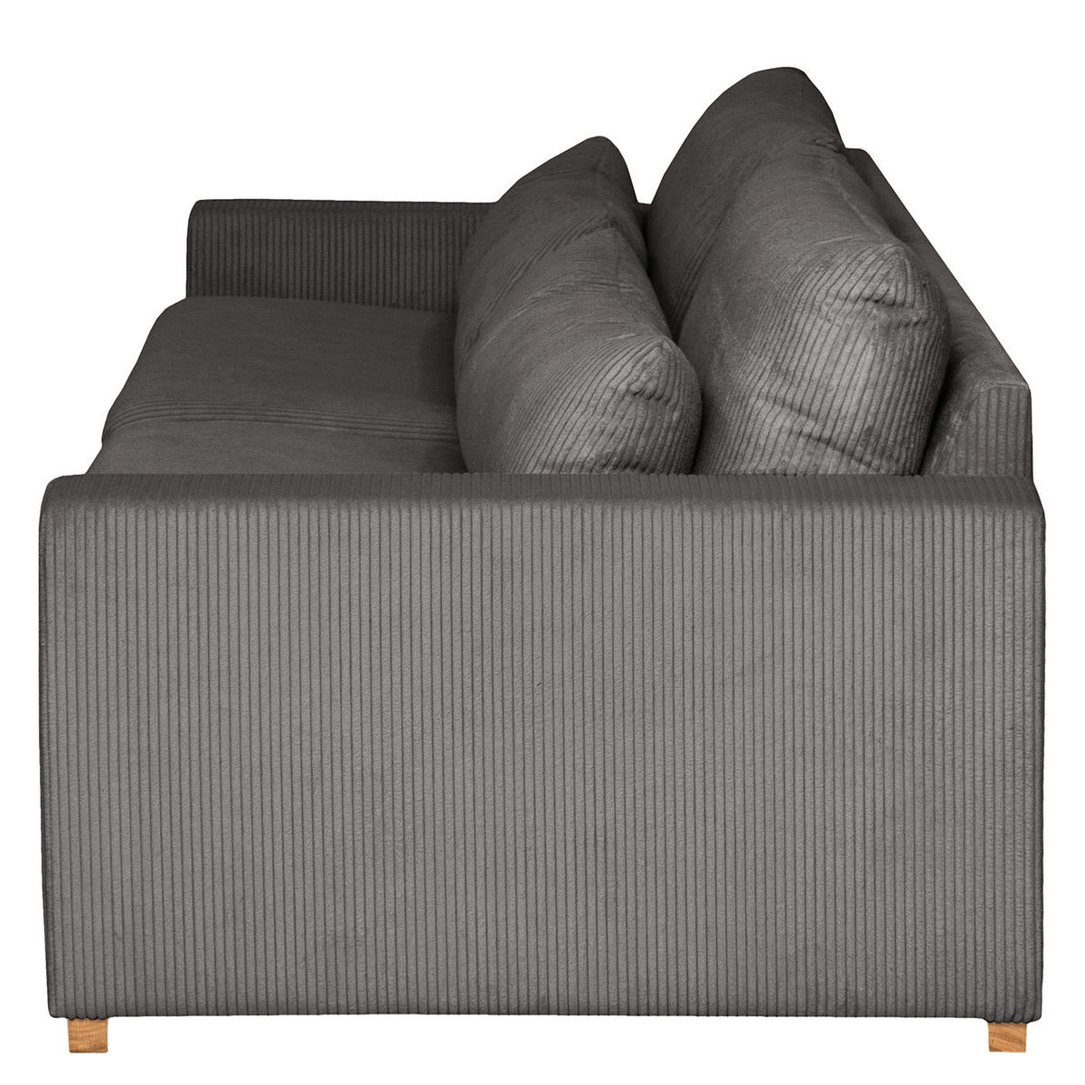 BIGSOFA - Eichefarben/Grau, Eichenholz/Textil (240/82/104cm) - home24