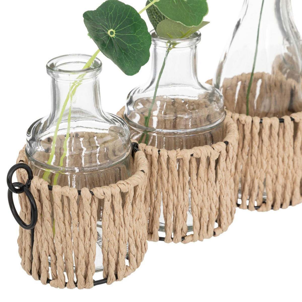 VASEN-SET mit Kunstblumen 40,5/8/29,5 cm - Beige, Glas (29.5cm) - Atmosphera Createur d´interieur