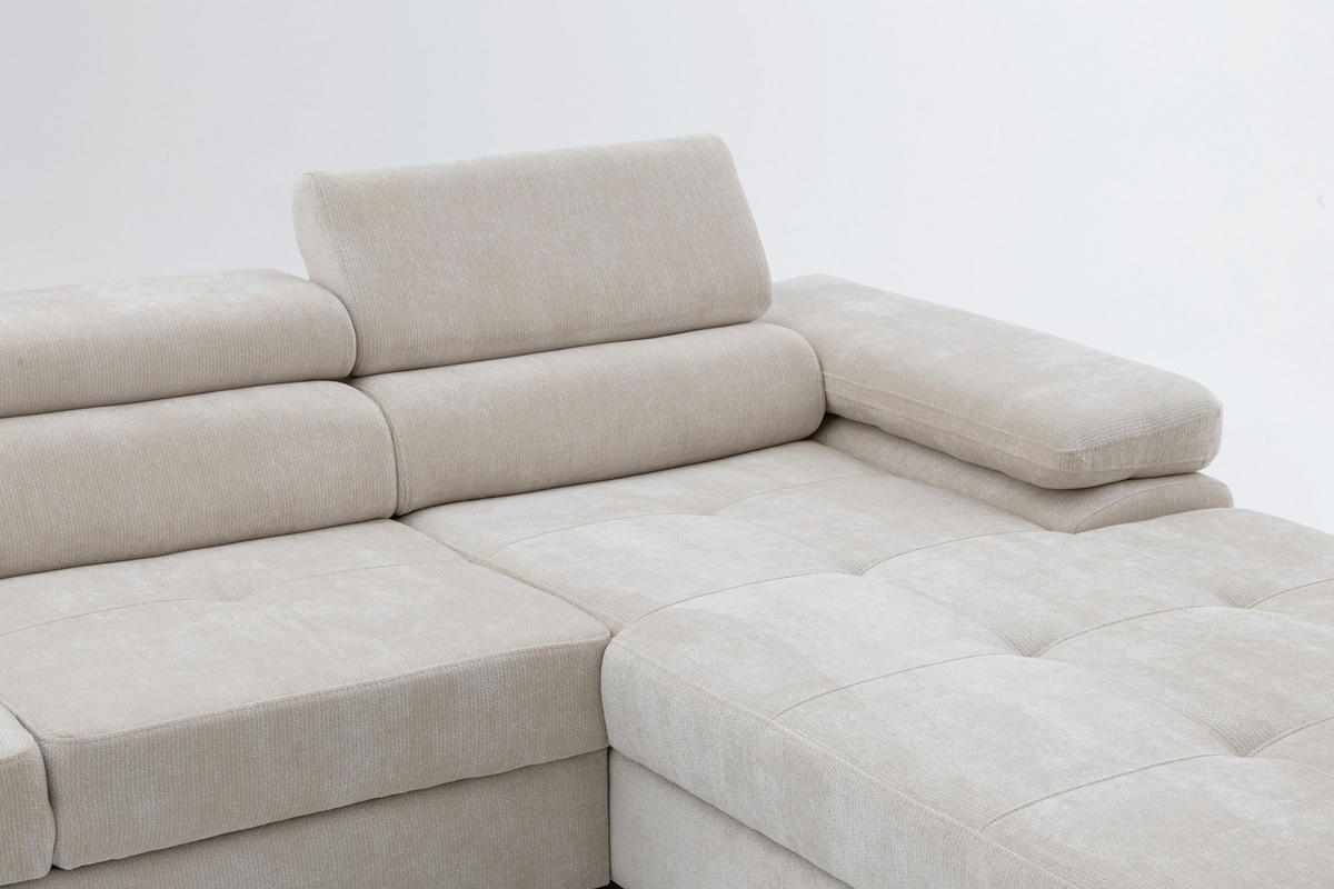 ECKSOFA U-Form WILD U Links mit Schlaffunktion 130x260 Chenille Beige - Beige/Silberfarben, Holz/Textil (350/90/203cm) - Muffo