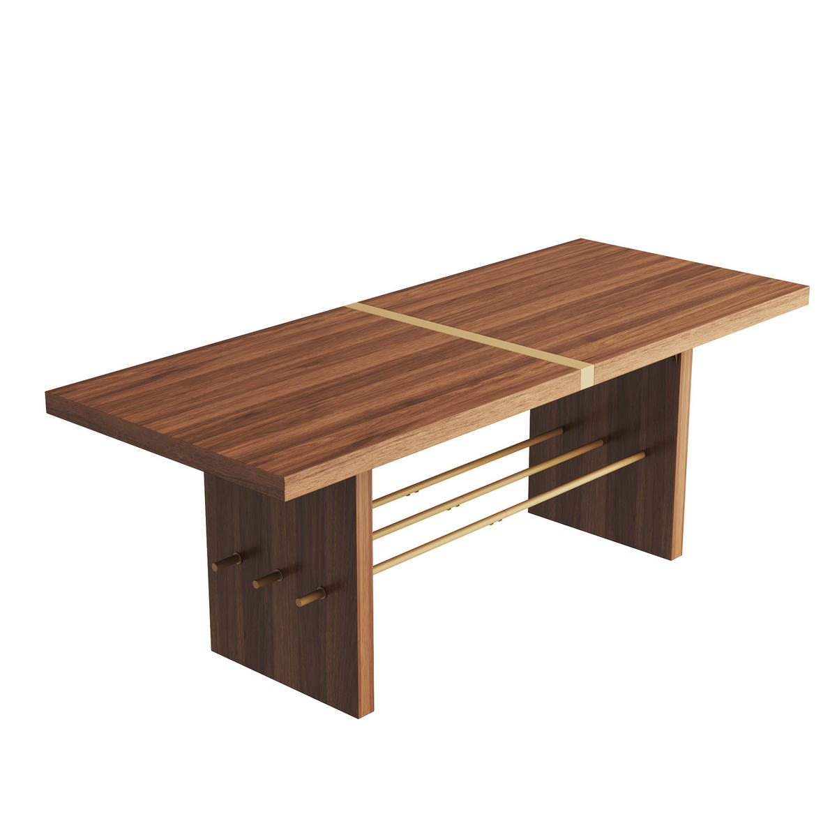 ESSTISCH 180cm Walnuss Gold Modern Design 4cm Tischplatte - Walnussfarben, Holzwerkstoff (75/180/75cm) - FLIEKS