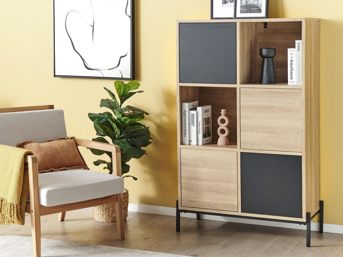 MEHRZWECKSCHRANK Moines - Hellbraun, Holzwerkstoff (80/135/40cm) - Beliani
