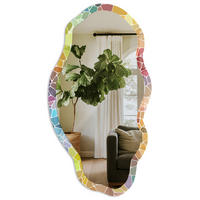 SPIEGEL 90x45 cm asymmetrisch mit Druck - Farbenfrohes Mosaik - Transparent, Glas (45/90/0.4cm) - TULUP