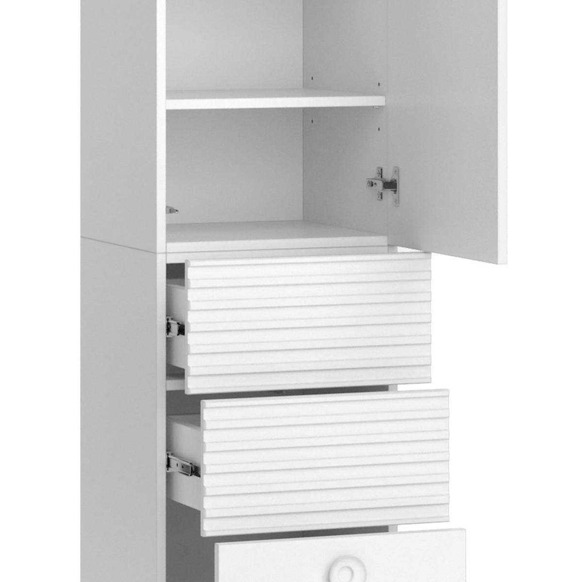 BADSCHRANK Sola Weiß 40.2 x 192.4 cm mit Tür und Schubladen - Weiß, Holzwerkstoff (40.2/192.4/37.2cm) - Vicco