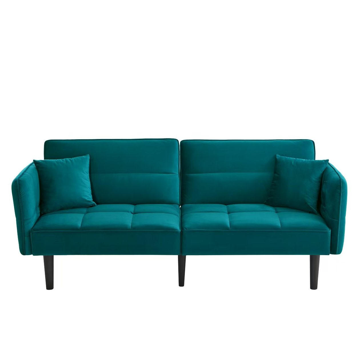 SCHLAFSOFA Samtbezug mit verstellbaren Rückenlehnen und klappbaren Armlehnen Antik Blaugrün 176/78/76 cm - Grün, Textil (78/76/176cm) - Redom