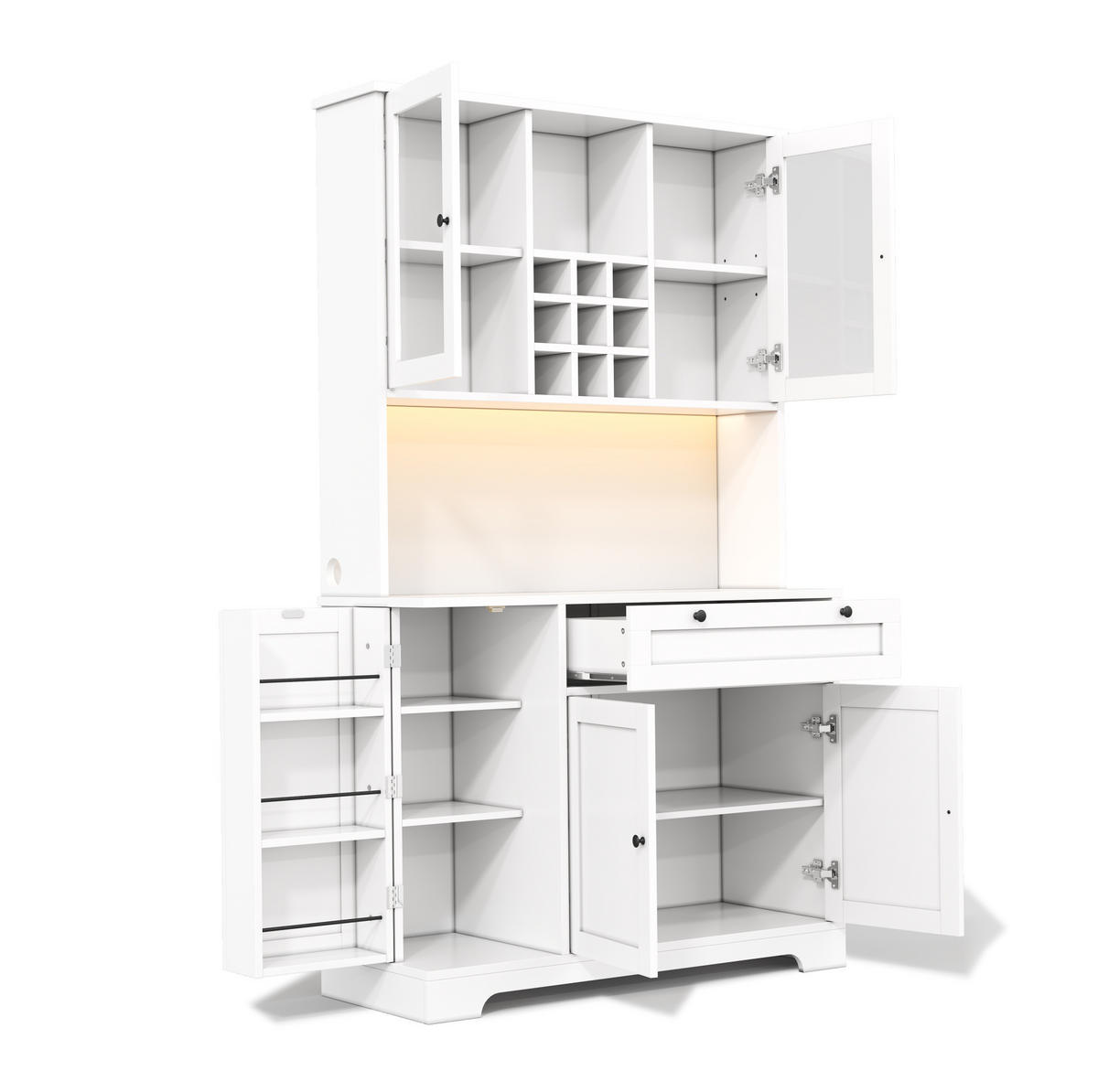 BUFFETSCHRANK mit Rollen, Schublade und Doppeltürschrank im minimalistischen Design, Weiß - Weiß, Holz (59/92/40cm) - Redom