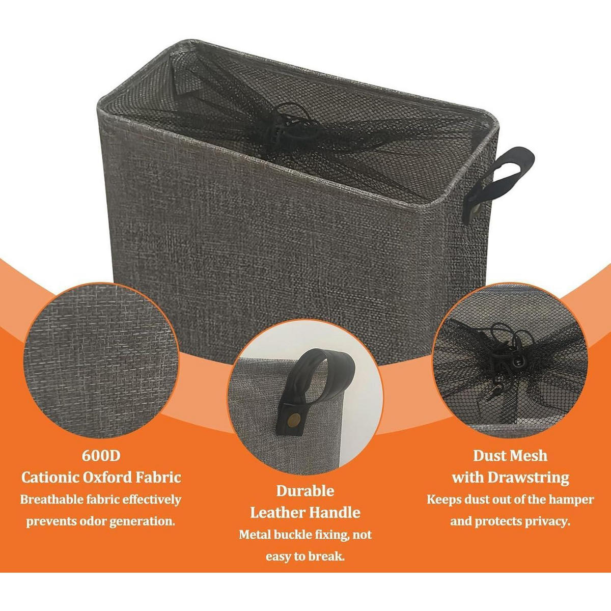 WÄSCHEKORB schmal faltbar mit Rollen 40L dunkelgrau - Anthrazit, Textil (18.5/58/39cm)