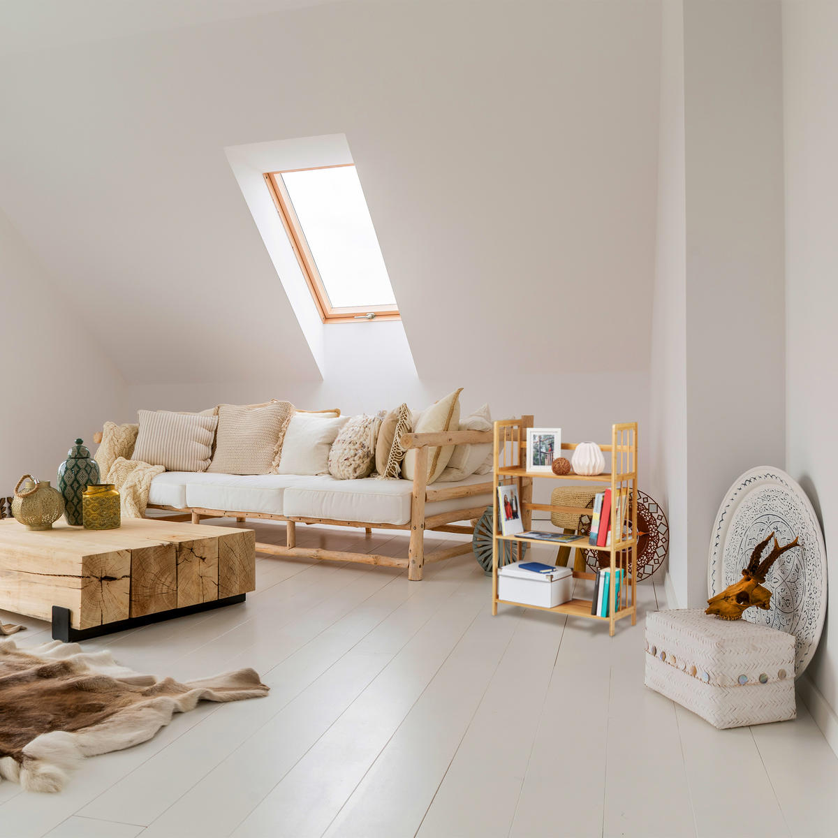 STANDREGAL - Hellbraun, Holz (55/88/26cm) - Relaxdays